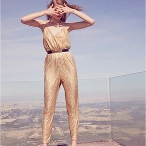 Astr Metallic Gold Jumpsuit